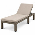 Verstellbare Sonnenliege mit Auflage aus PE-Rattan Polyester und Stahl rechteckig taupe beige schwarz 198 x 65 x 95 cm