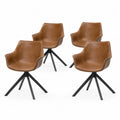 Esszimmerstuhl 4er Set drehbar mit Armlehnen 58 x 60 x 84 cm PU Kunstleder Stahlgestell Schalensitz braun schwarz