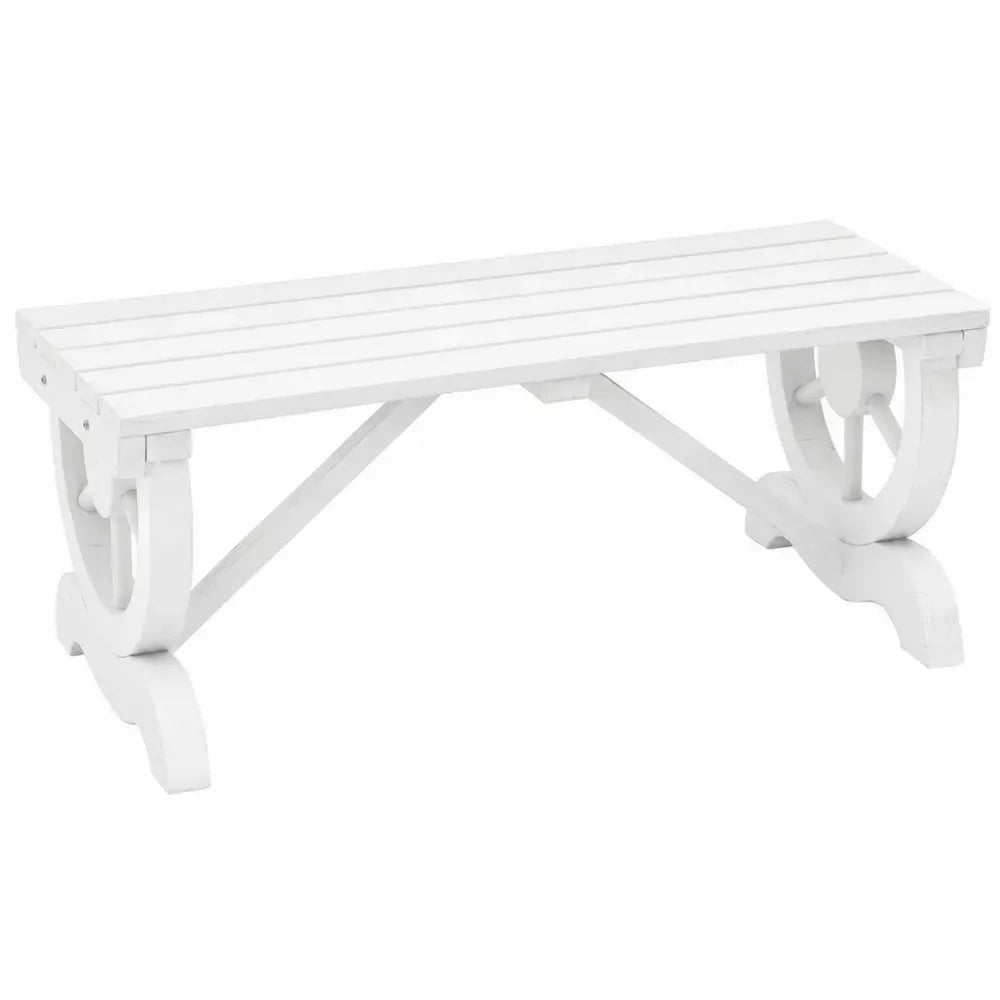 Gartenbank ohne Rückenlehne 120 x 38 x 45 cm massives Tannenholz rechteckig Weiß