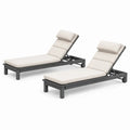 Gartenliegen 2er Set verstellbare Sonnenliegen mit Rollen 200 x 70 x 32-92 cm Aluminium rechteckig Dunkelgrau Beige Schwarz