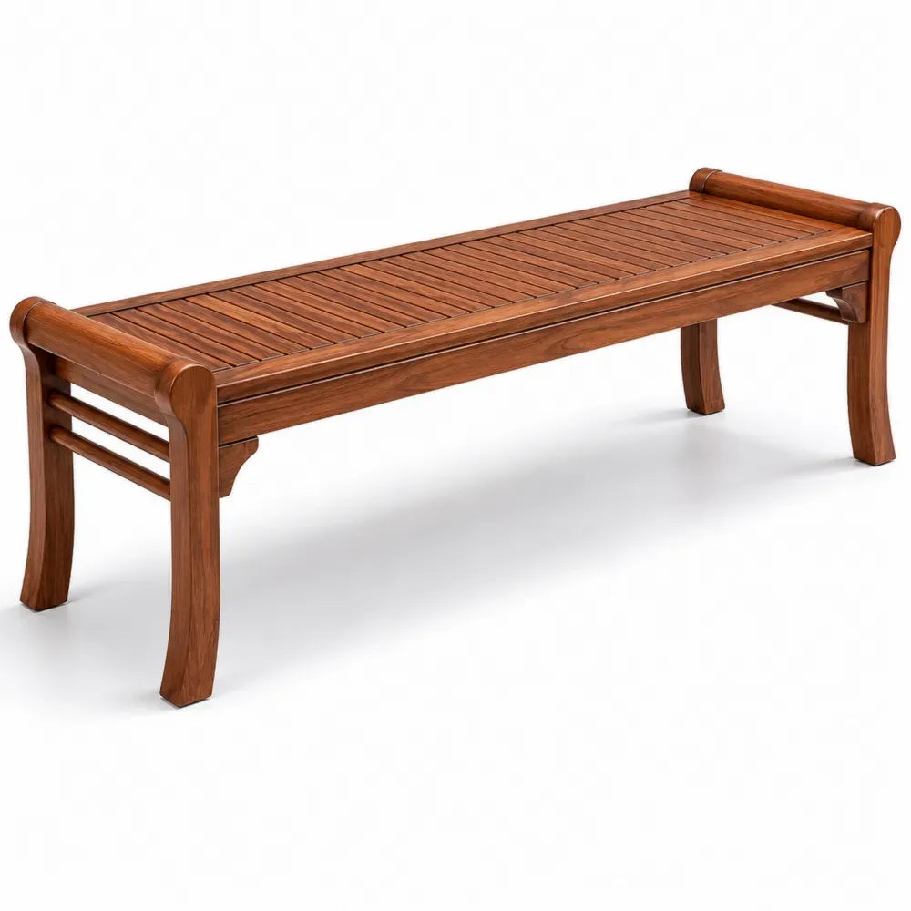 Gartenbank 3-Sitzer 153 x 47 x 46 cm Akazien-Massivholz rechteckig ohne Rückenlehne Teakbraun