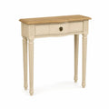 Konsolentisch rechteckig Kautschukholz und MDF mit Schublade naturholz cremeweiß antikbronze 90 x 35 x 80 cm
